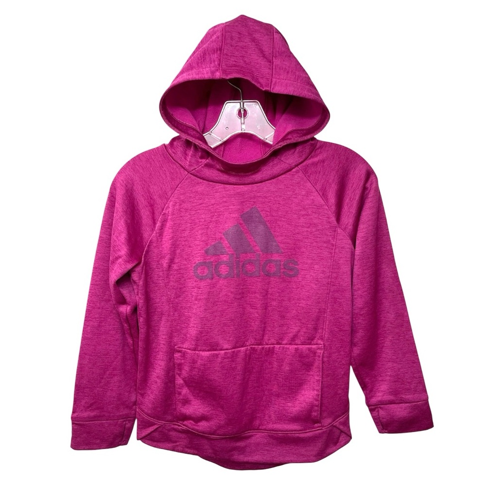 Adidas Kids Push It Pullover Hoodie Sweatshirt 'Magenta Heather' Girls M 10-12